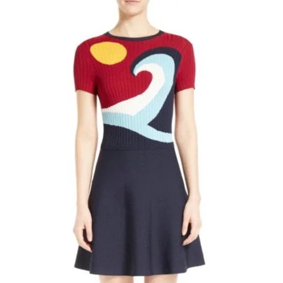 RED VALENTINO★素敵！Intarsia-knit mini dress REDVALENTINO Intarsia-knit mini dress | THE OUTNET